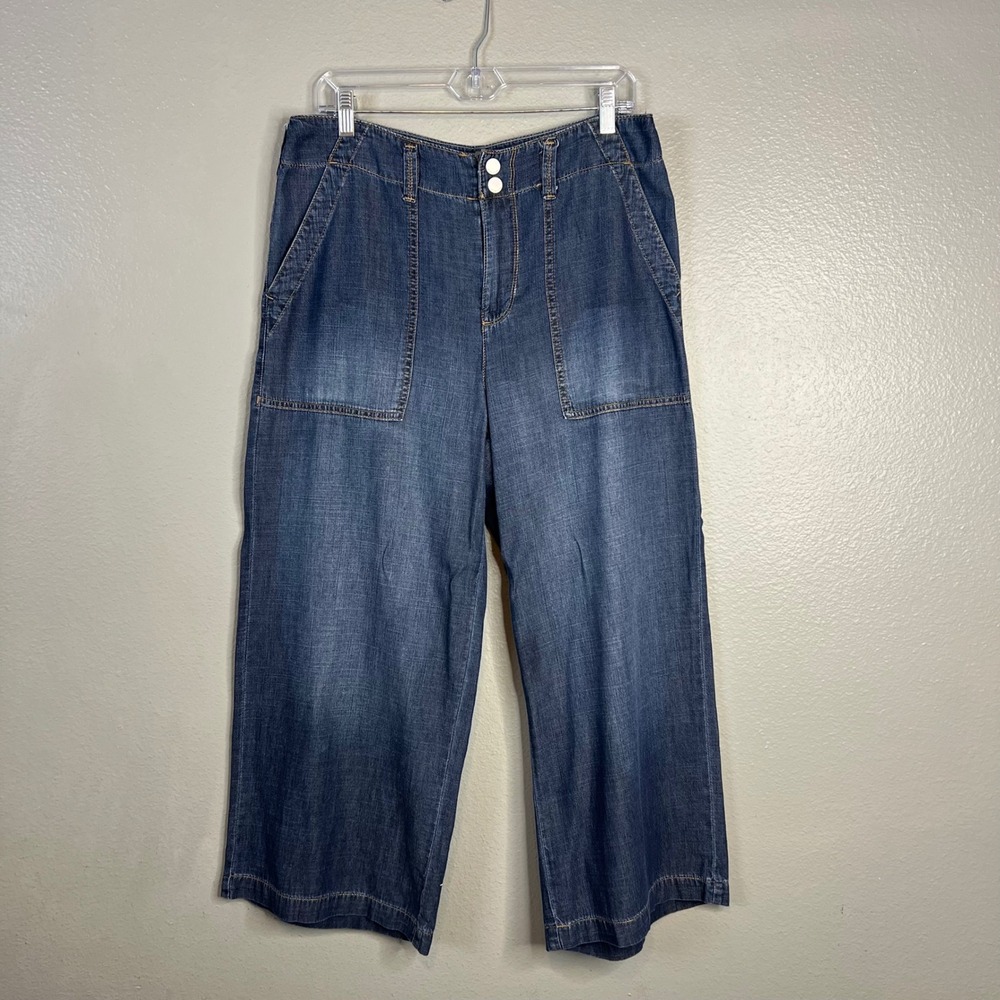 Seven7 Jeans Wide Leg Ankle Jean Sz 8 High Rise Soft Denim Cotton Tencel Blend